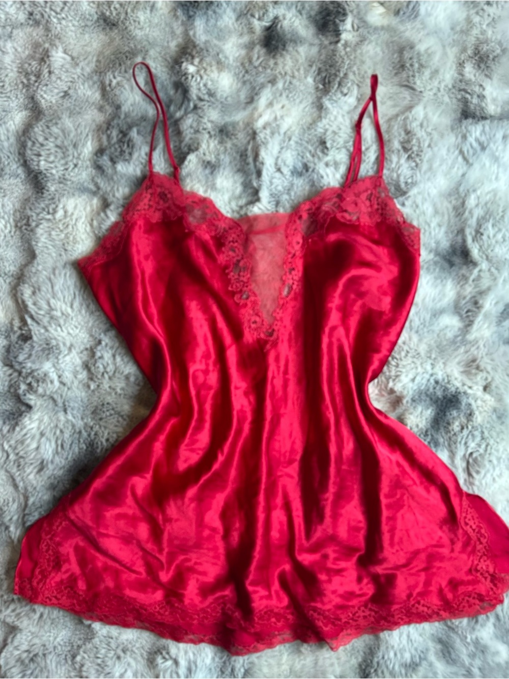 Women's Red Satin Lace Chemise - Brand Unknown